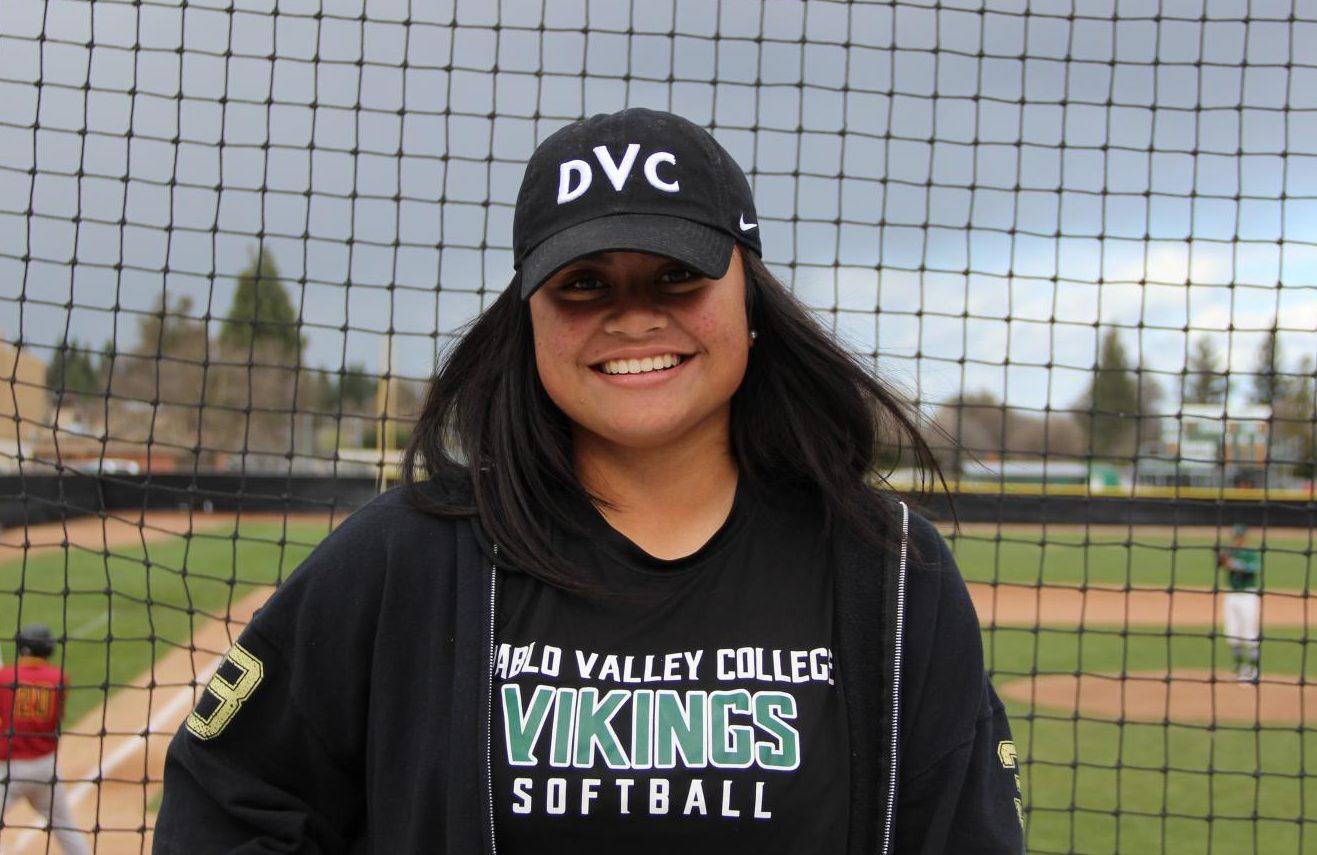 Sita Manoa before a softball practice at Diablo Valley College on Feb. 22, 2018. | Photo by Aaron Tolentino