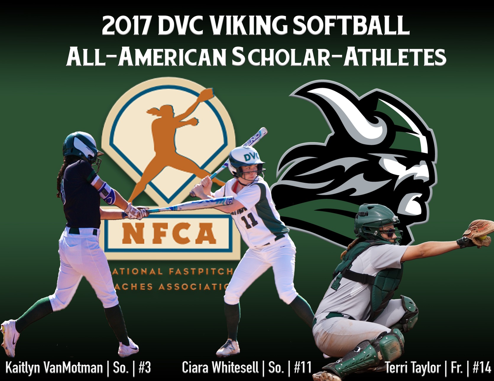 NFCA Honors 3 Vikings with All-America Scholar Athlete Award